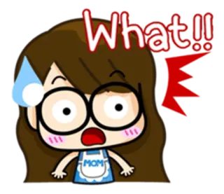 🙀 What!! sticker, cartoon, shocked, surprised, expression, girl, what whatsapp sticker