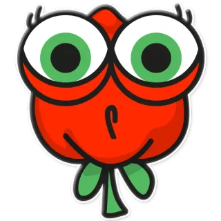 😵 Cartoon, Augen, Süß, Kawaii, Tomate, Frucht telegram sticker