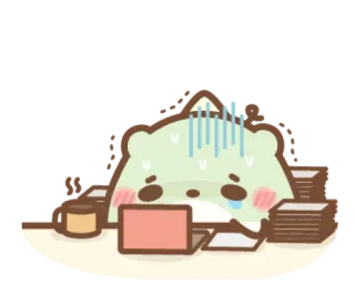 😪 fofo, desenho animado, hamster, estressado, trabalho, laptop telegram sticker