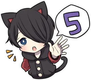 ⚪ 5 애니메이션, 고양이, SD, 숫자, 귀여운 telegram sticker