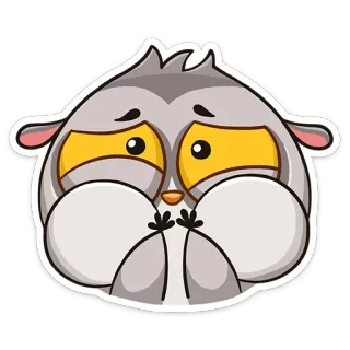 🤢 animal, hibou, dessin animé, mignon, triste, yeux, autocollant whatsapp sticker
