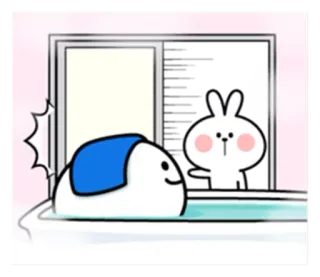 💦 可愛い, うさぎ, 窓, 動物, お風呂 telegram sticker