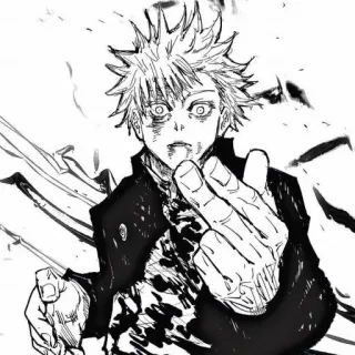 💜 Satoru Gojo Jujutsu Kaisen 呪術廻戦, 五条悟, アニメ, 漫画, ゴア, 中指, 侮辱的なジェスチャー telegram sticker