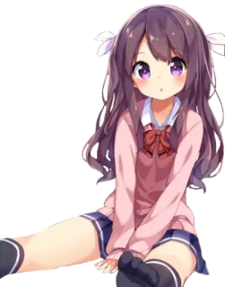 👀 Anime, Ragazza, Carina, Kawaii, Manga, Cartone animato, Seduta telegram sticker