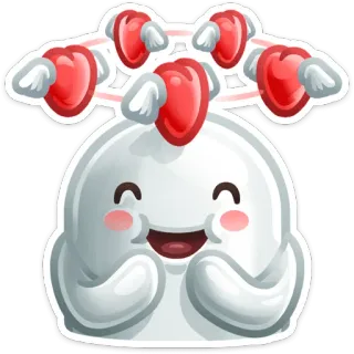❤ kartun, karakter, hati, imut, tersenyum, sayap whatsapp sticker