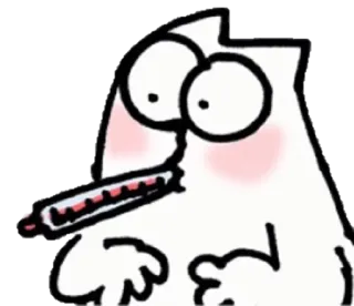 😖 cat, sick, thermometer, cartoon whatsapp sticker