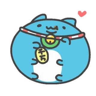 🍖 千万 кот, удача, везучий, талисман, манэки неко, колокольчик whatsapp sticker