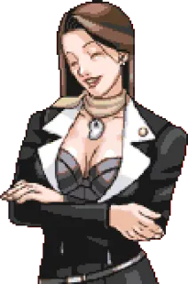😄 Mia Fey Ace Attorney Mia Fey, Ace Attorney, video game character, lawyer, confident telegram sticker