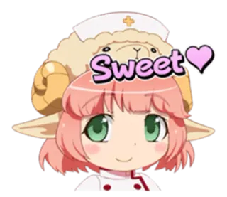 👩 Sweet cute, anime, sheep, nurse, heart, sweet telegram sticker