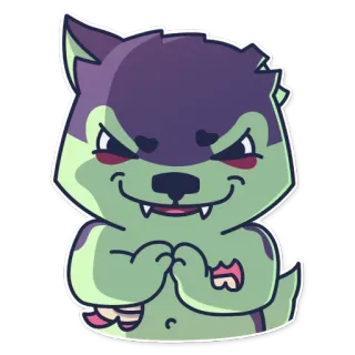 😈 Wolf, Tier, Cartoon, Monster, Bösewicht, Gruselig, Niedlich whatsapp sticker