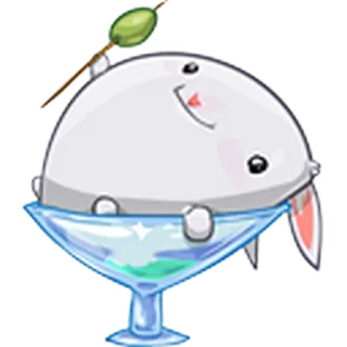 😄 bunny, martini, cocktail, cute, animal, drink, olive whatsapp sticker