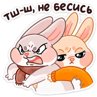 🫢 Тш-ш, не бесись 토끼, 화난, 동물, 만화, 귀여운, 웃긴 telegram sticker