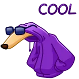 😎 COOL legal, animal, óculos de sol, moletom com capuz, roxo telegram sticker
