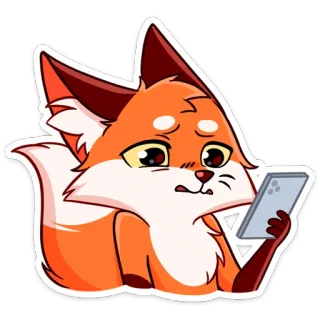😕 zorro, dibujos animados, animal, lindo, teléfono, pegatina, naranja telegram sticker