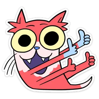 👍 кот, мультфильм, смешной, милый, животное, наклейка, большой палец вверх telegram sticker