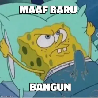 🗿 SpongeBob SquarePants MAAF BARU BANGUN spongebob, meme, cartoon, sleepy, angry telegram sticker