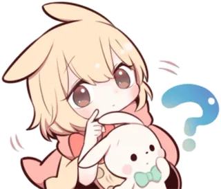 ❓ 애니메이션, 질문, 귀여운, 캐릭터, 카와이, 토끼, 생각 telegram sticker