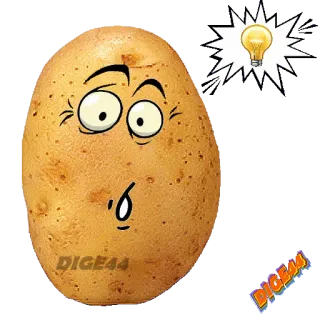💡 DIGE44 kentang, bohlam, ide, lucu, kartun telegram sticker