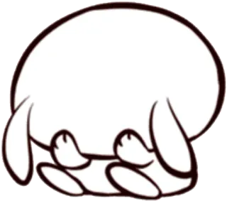 😔 милый, животное, кролик, грустный, белый, простой telegram sticker