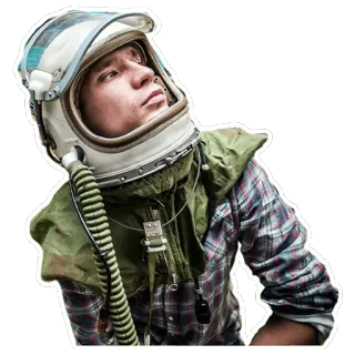 🌌 astronaut, helm, ruimte, man, ruitjeshemd, groen vest telegram sticker