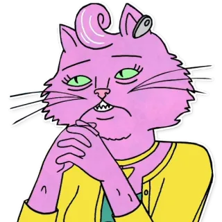 🤔 Princess Carolyn BoJack Horseman кошка, мультфильм, розовый, персонаж, животное, телешоу telegram sticker