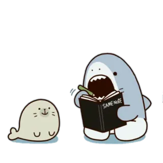 🙂 SAME NOTE サメ, アザラシ, 書き込み, かわいい, 漫画, 動物, メモ telegram sticker