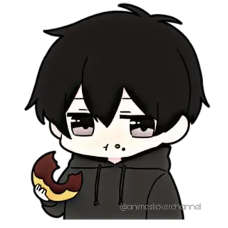 😋 @animestickerchannel anime, sticker, donut, boy, cartoon telegram sticker