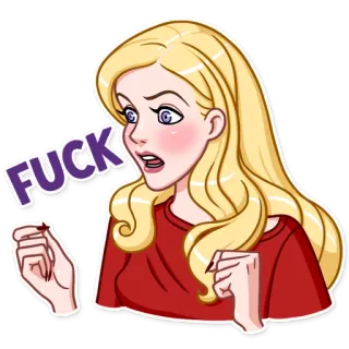 🤬 FUCK wütend, frustriert, verärgert, Cartoon, blond, fluchen, beleidigend, Ausdruck telegram sticker