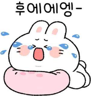 💬 후에에엥 - khóc, thỏ, buồn, hoạt hình, nước mắt, kawaii, dễ thương telegram sticker