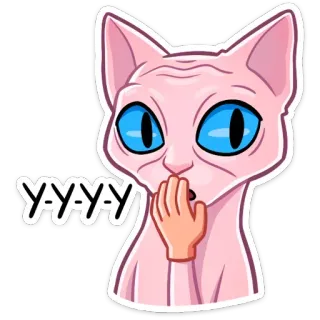 😮 Y-Y-Y-Y Katze, Sphynx, Aufkleber, Cartoon, Tier, Meme telegram sticker