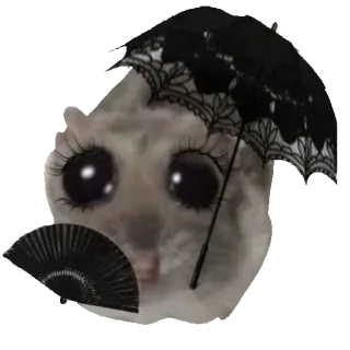 ☂ sad hamster sad hamster, gothic, umbrella, fan, meme, animal, funny, cute telegram sticker
