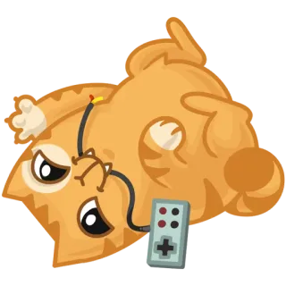 🙃 chat, gaming, gamer, dessin animé, mignon, manette, animal telegram sticker