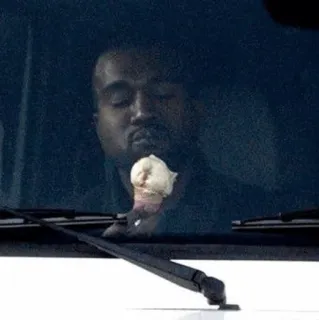 🧪 Kanye West rapper, musician, ice cream, kanye, eating whatsapp sticker