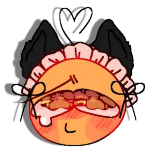 😭 gato, kawaii, maid, lindo, orejas, ilustración, naranja telegram sticker