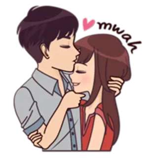 😘 Liebe, Paar, Romantik, Cartoon, Zuneigung, Kuss, Umarmung whatsapp sticker