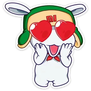 😍 Cartoon, Hase, Liebe, Herz, Süß, Brille whatsapp sticker