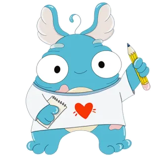 ✏️ słodkie, potwór, serce, rysunek, ołówek, kreskówka telegram sticker