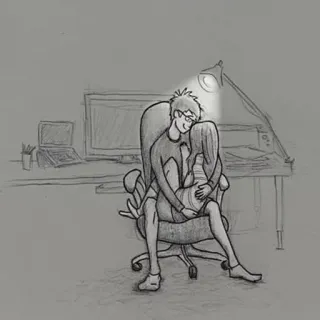 🈯 Liebe, Romantik, Paar, Zuneigung, Stuhl, Schreibtisch telegram sticker