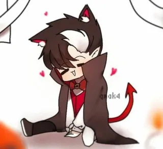 🐈‍⬛ น่ารัก, เด็กผู้ชายหูแมว, แวมไพร์, ฮาโลวีน, อนิเมะ, จิบิ, การ์ตูน telegram sticker