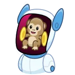 🤡 macaco, robô, animal, desenho animado, fofo, engraçado, mascote whatsapp sticker