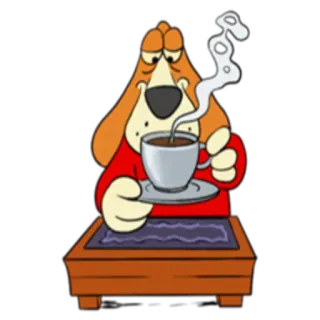 ☕️ Dessin animé, Chien, Café, Boisson, Animal, Tasse telegram sticker