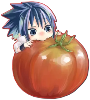 🍅 Anime, Chibi, Chłopiec, Pomidor, Słodki, Kawaii, Kreskówka, Manga telegram sticker