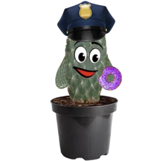 👮‍♂ 선인장, 경찰, 도넛, 식물, 만화 whatsapp sticker
