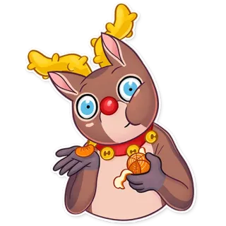 😋 rena, desenho animado, natal, festivo, tangerina, laranja, animal telegram sticker
