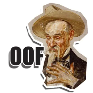 😨 OOF старик, шляпа, трубка, уф telegram sticker