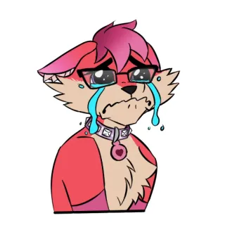 😭 khóc, buồn, nước mắt, hoạt hình, chó, kính, kawaii telegram sticker