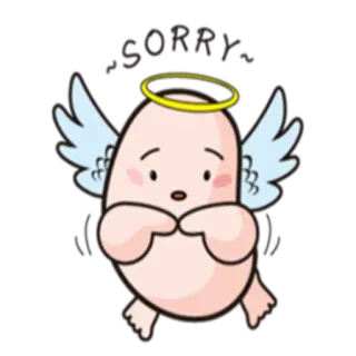 ☺️ SORRY sorry, apology, angel, wings, cute, kawaii, cartoon telegram sticker