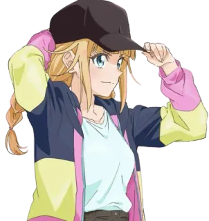😍 anime, dziewczyna, czapka, blondynka, postać, słodkie whatsapp sticker