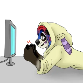 🎮 anthro, chó, hoạt hình, máy tính, game, meme telegram sticker