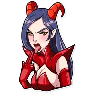 😖 демон, дьявол, рога, зло, женщина, аниме telegram sticker